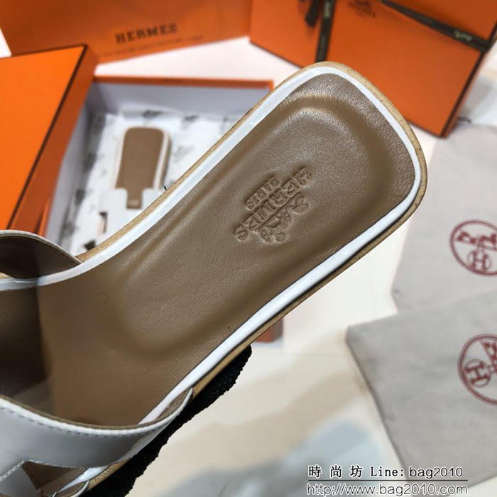 HERMES愛馬仕 頂級品質 2018漆皮系列 貴婦拖鞋 休閒百搭款 真皮底女拖鞋  dsX1412